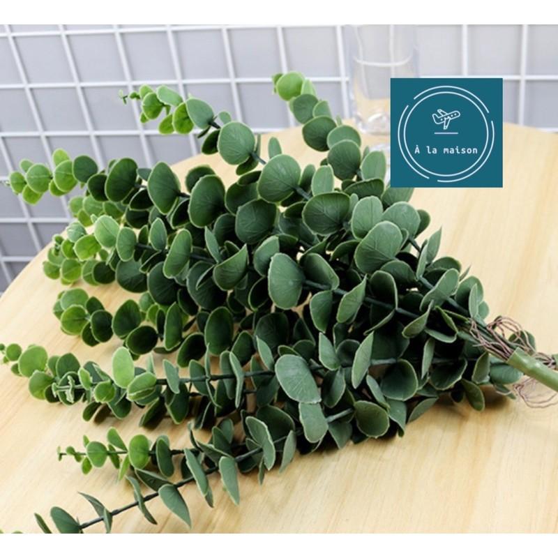 Cành lá khuynh diệp, lá dollar bạc nhân tạo làm từ chất liệu PU cao cấp trang trí nhà cửa, hoa thiết kế