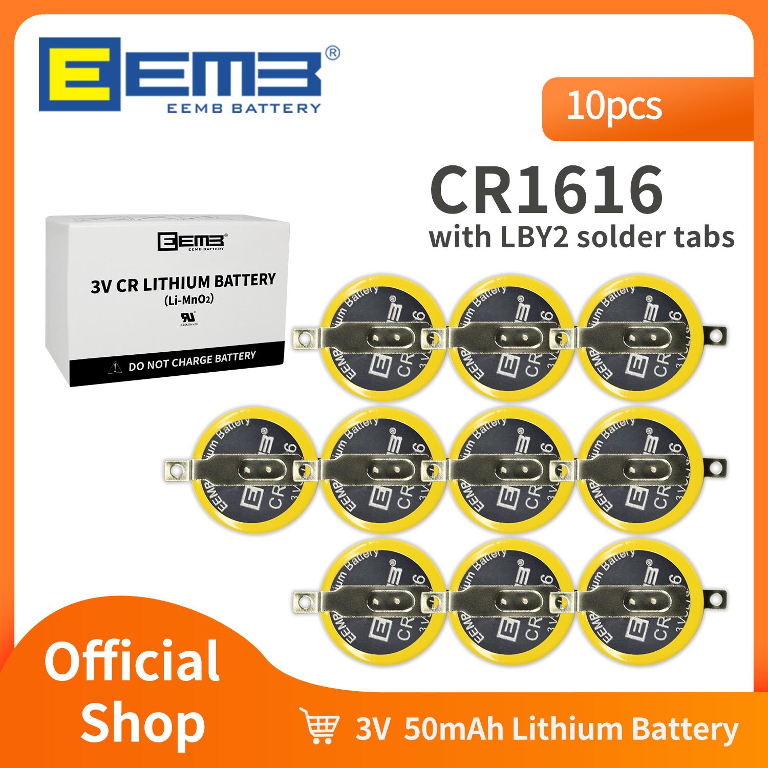 10 CHIẾC Pin EEMB CR1616 Với Các Tab Hàn CR1616 CR2025 Pin CR2032 Tương Thích Với Gameboy Color Màu hộp trò chơi Gameboy Advance: CR1616-PCN2