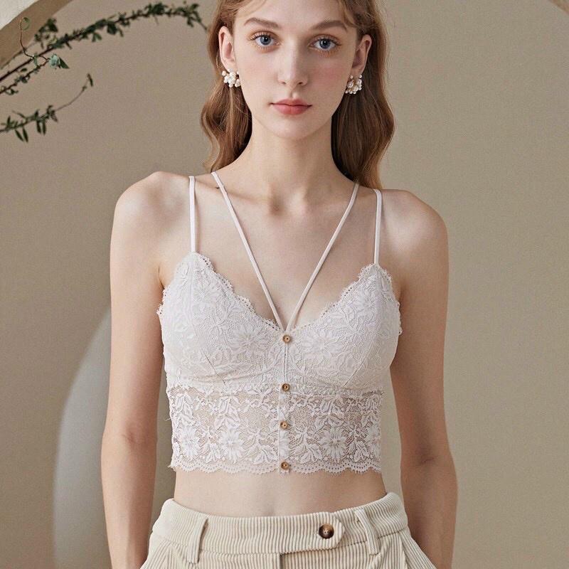 M83. Áo hai dây ren, áo bra 2 dây, Áo bra ren hoa 4 khuy cao cấp siêu sexy