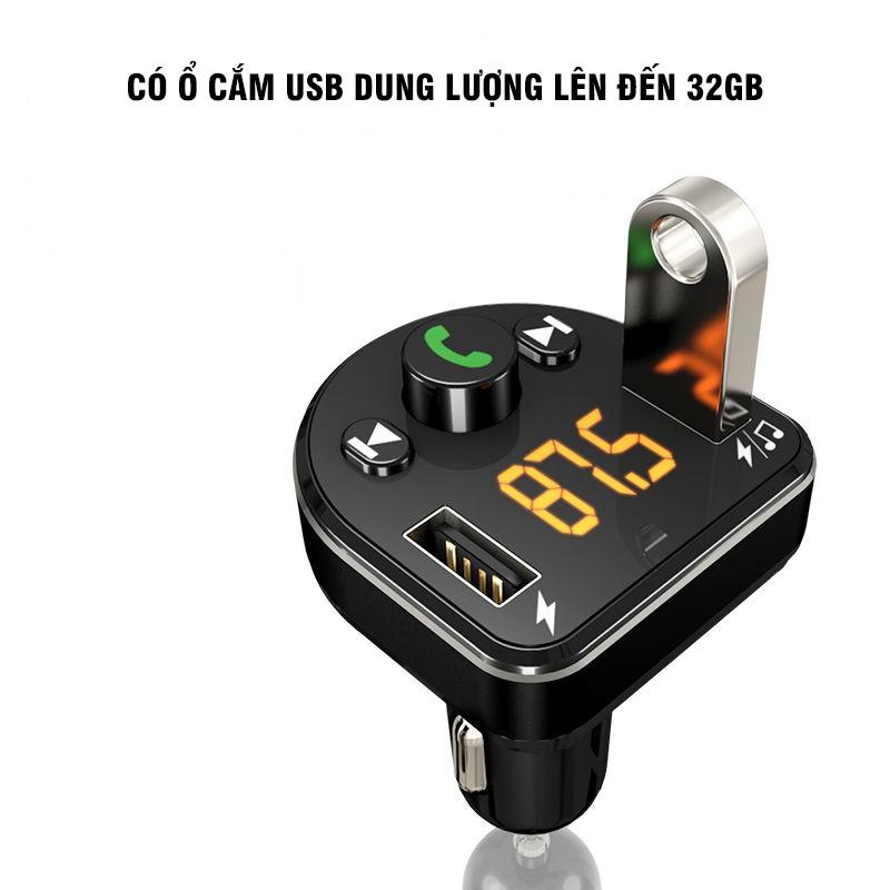 Củ Sạc Nhanh Kiêm Máy Nghe Nhạc Mp3 Đầu USB Bluetooth 5.0 Đa Năng Chất Lượng Cao Cho Xe Hơi