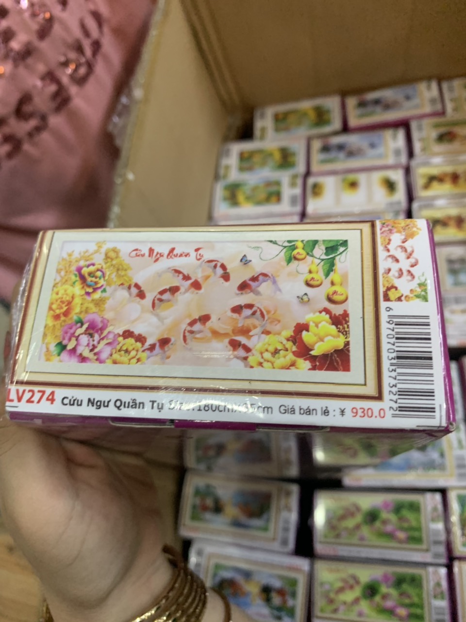 Tranh đính đá Cửu Ngư Quần Hội chưa đính đá