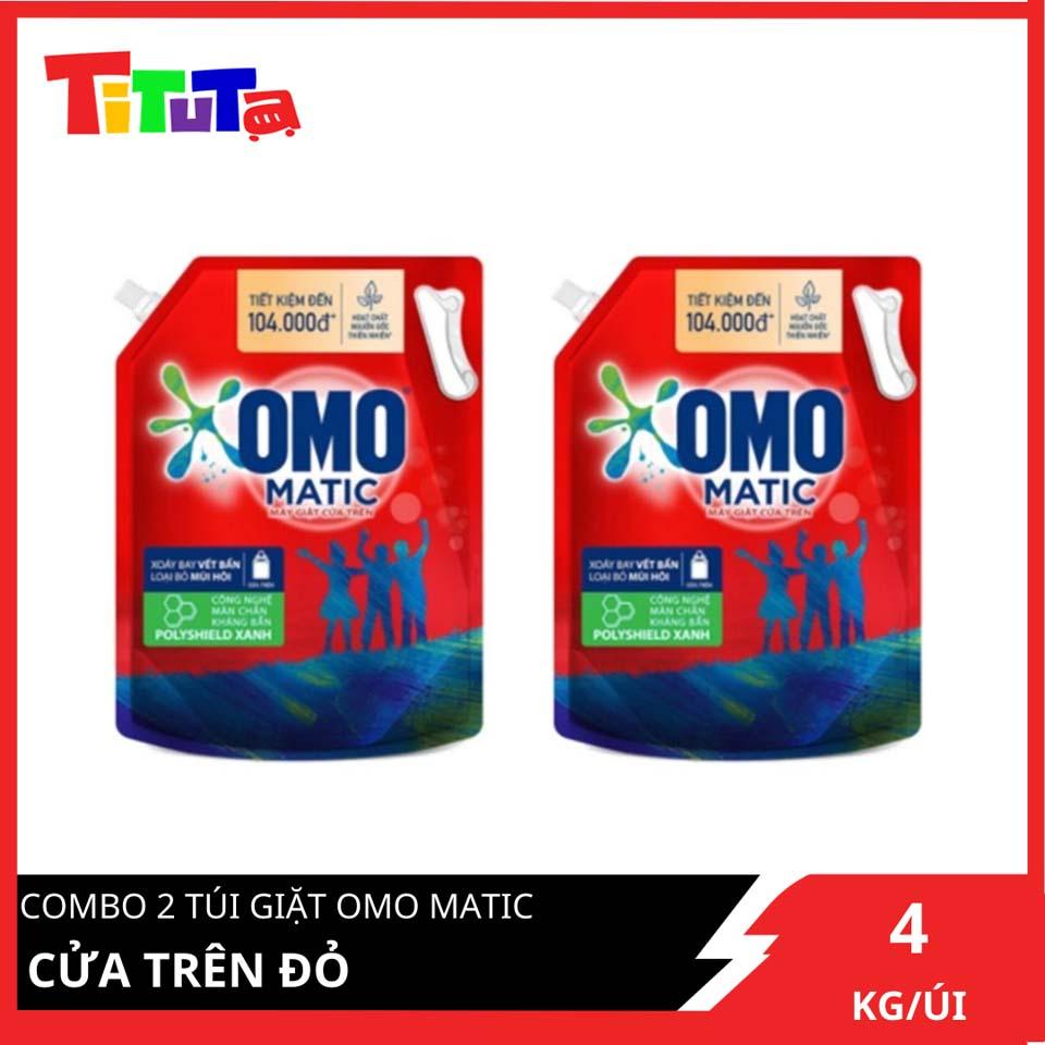 (MỚI) COMBO 2 túi nước giặt OMO Matic Cửa trên Đỏ 4kgX2