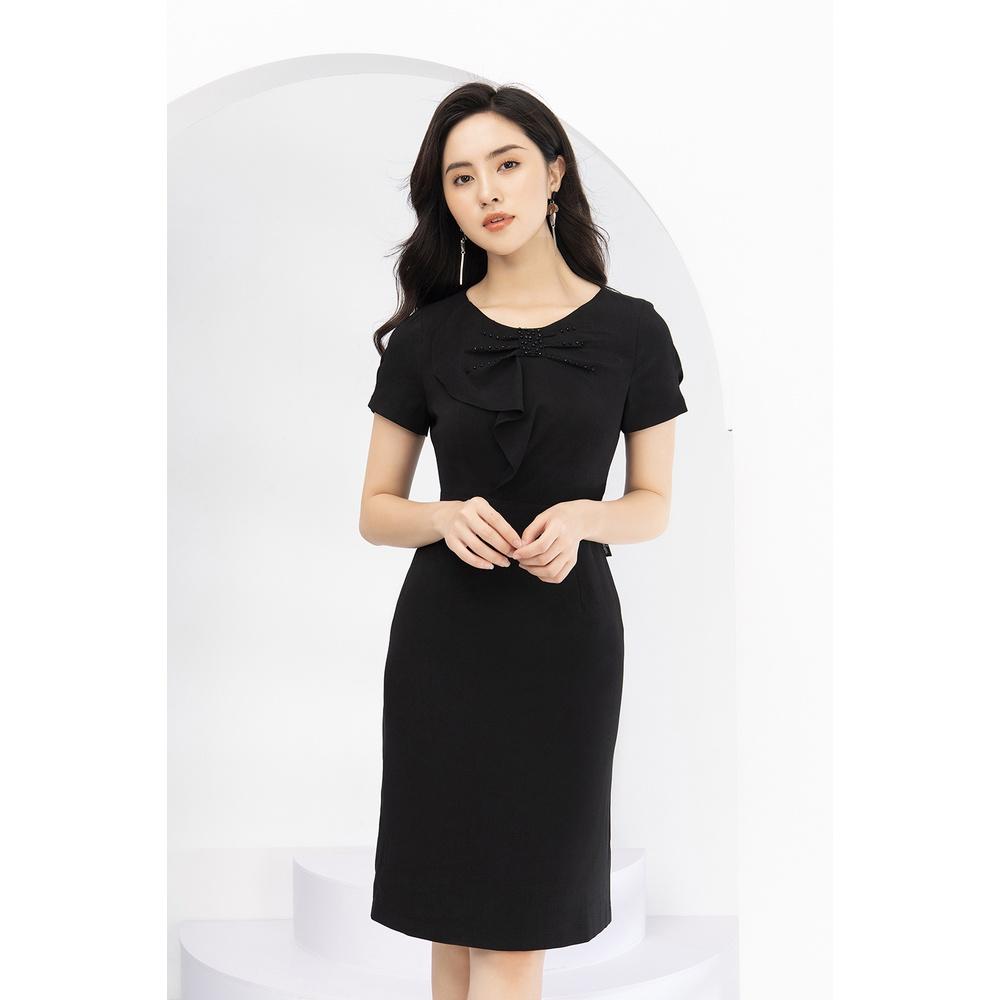 Đầm Nữ Công Sở LUPERI LFV3138 Dáng ôm body đính nơ ở ngực