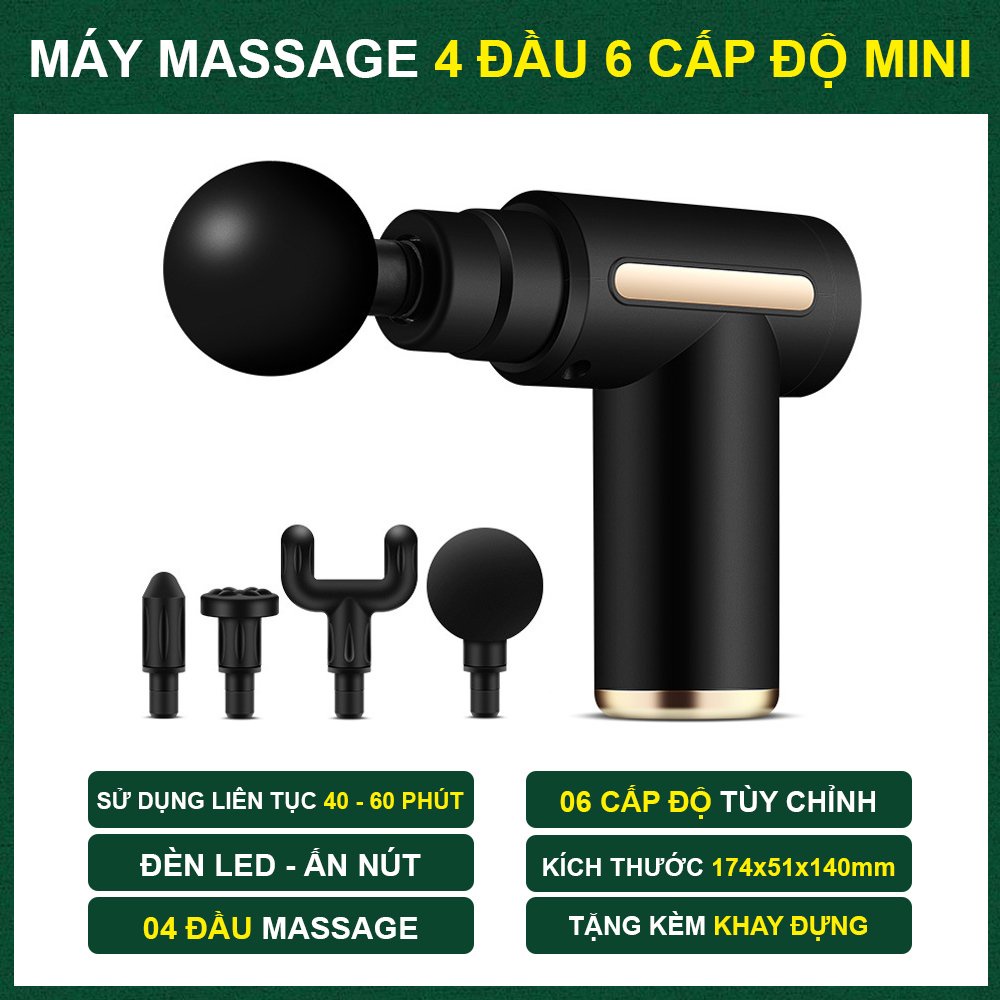 Máy Massage Cầm Tay - Massage Vai Gáy Trị Liệu Toàn Thân  4 Đầu 6 Chế Độ Đấm Bóp Toàn Thân Trị Liệu Cổ Vai Gáy.