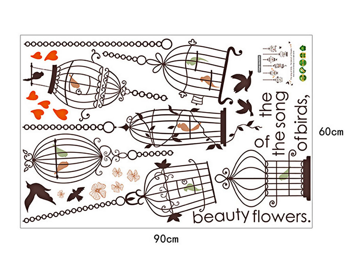 decal dán tường lồng chim 1 mảnh sk9088