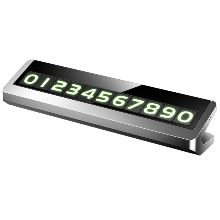 Bảng số điện thoại hợp kim nhôm gắn taplo ô tô V10 (màu bạc)