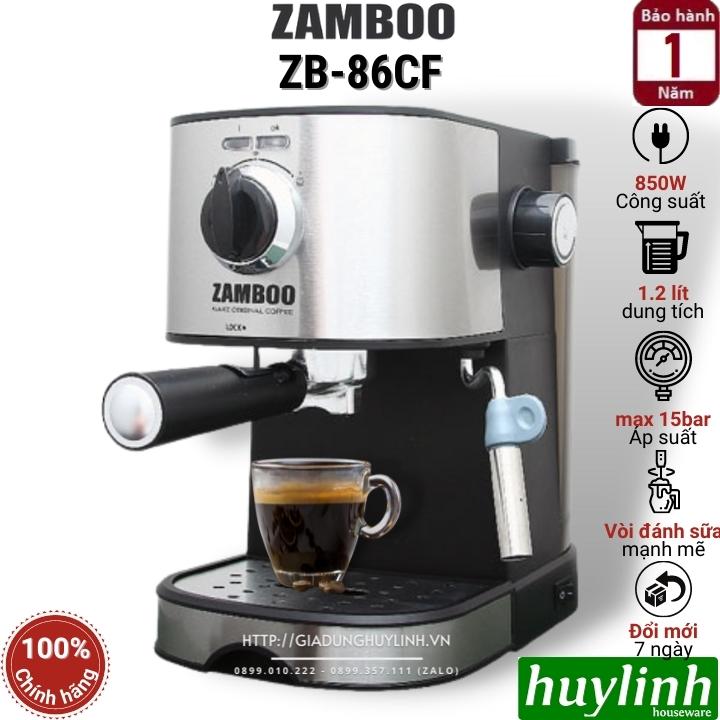 Máy pha cà phê espresso Zamboo ZB-86CF - max 15 bar - 850W - Hàng chính hãng