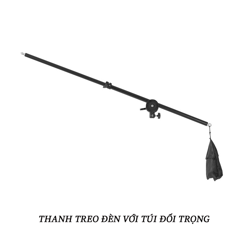 Bộ chân đèn TREO Chụp Ảnh Sản Phẩm, Studio, quay phim, Livestream chuyên nghiệp, gồm 01 chân đèn cao 2m kèm 01 Softbox 50x70cm + 01 thanh treo kèm đầy đủ phụ kiện dây cắm và công tắc đèn, túi cát đối trọng ( không kèm bóng)