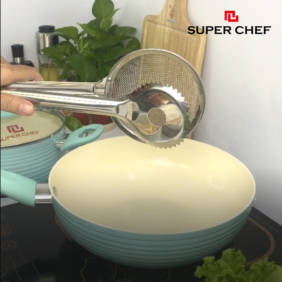 Kẹp gắp có đầu vợt lưới inox Super Chef Tiện Lợi, Hữu Dụng