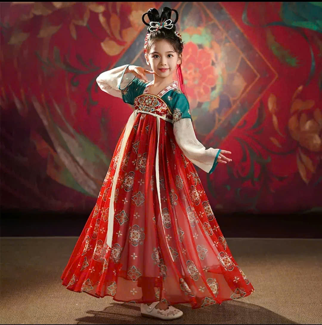 Đầm váy công chúa cổ trang hanfu hán phục cho bé gái diện lễ tết trung thu biểu diễn múa 100-170 hàng Quảng Châu