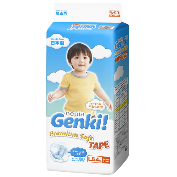 Tã dán Nhật cao cấp Genki (L, 54 miếng)