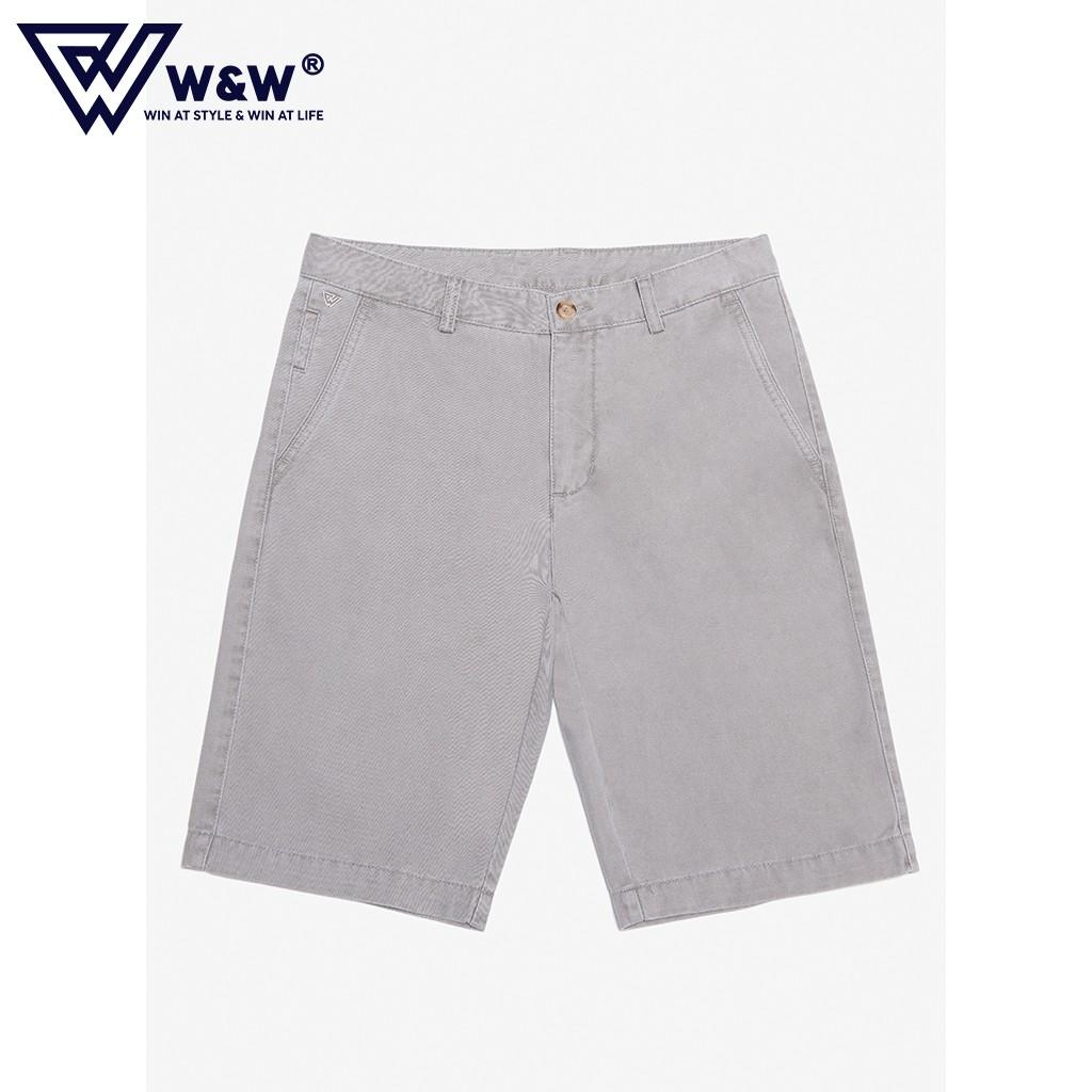 Quần Short Nam W&amp;W Cạp Khuy Túi Chéo, Chất Liệu Cotton Mềm Mịn, Bền Màu, Phong Cách Trẻ Trung, Hiện Đại WKS08R