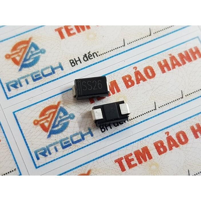 Combo 40 chiếc Diode Schottky SR260 kí hiệu SS26 DO-214 2A 60V hàng chính hãng