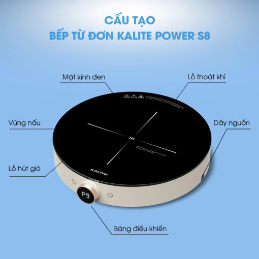 [Hàng chính hãng] Bếp Từ Đơn Bếp Lẩu KALITE Power S8 2000W - Mặt Kính Pha Lê Chịu Nhiệt Cao - Tản Nhiệt Tốt Chín Đều
