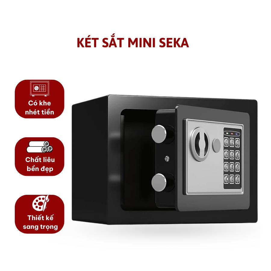 Két Sắt Mini SEKA 17E Khoá Điện Tử Chống Cháy Có Khe Đút Tiền - Màu Ngẫu Nhiên - Hàng Chính Hãng