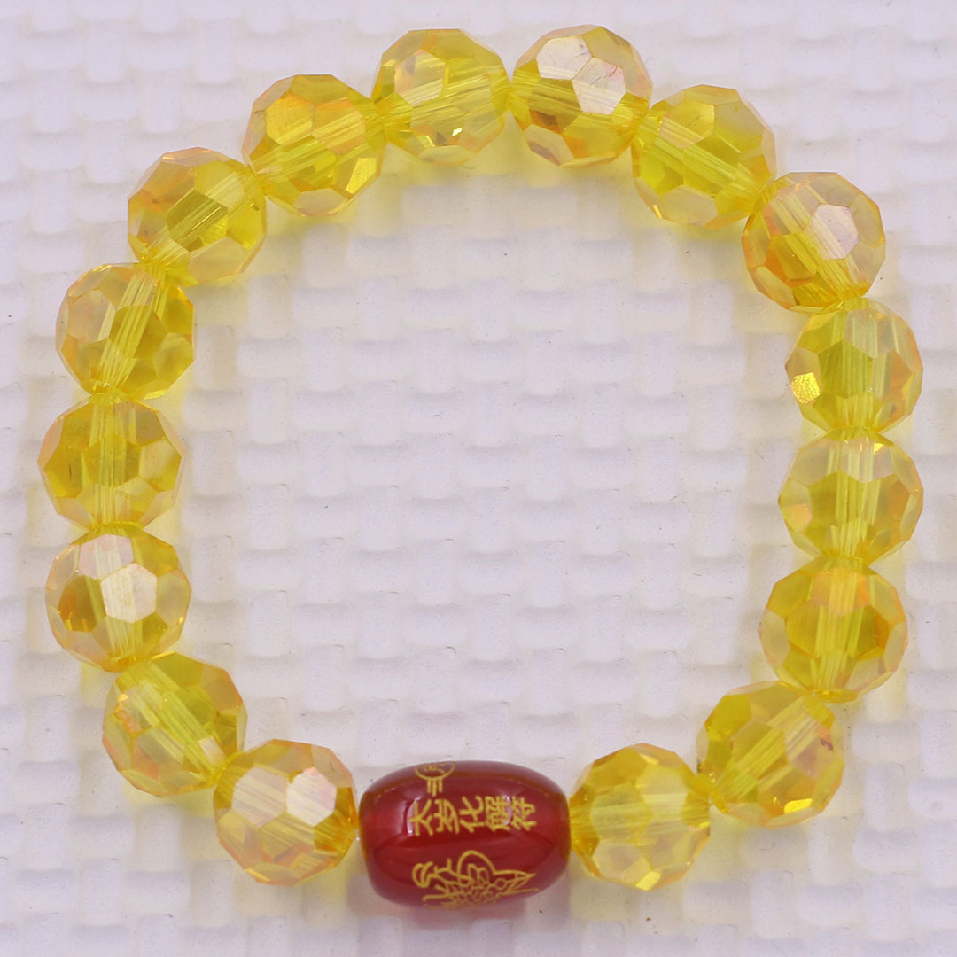 Vòng chuỗi đeo tay pha lê vàng cắt giác 10 ly charm giải thái tuế phù, vòng chuỗi phong thủy, giải năm hạn thái tuế