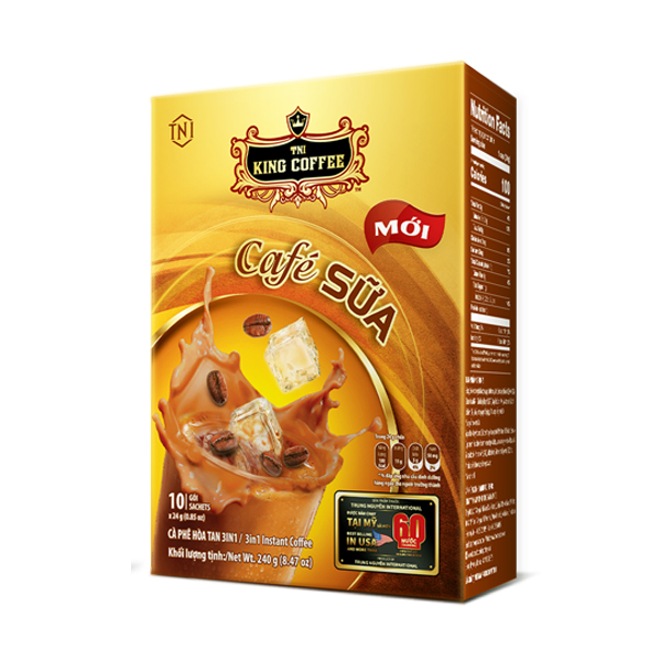 Combo 1 Cà Phê Hòa Tan Espresso KING COFFEE - Hộp 100 gói x 2.5g + Tặng 1 Cà Phê Sữa PLUS Hòa Tan 3in1 KING COFFEE - Hộp 10 gói x 20g