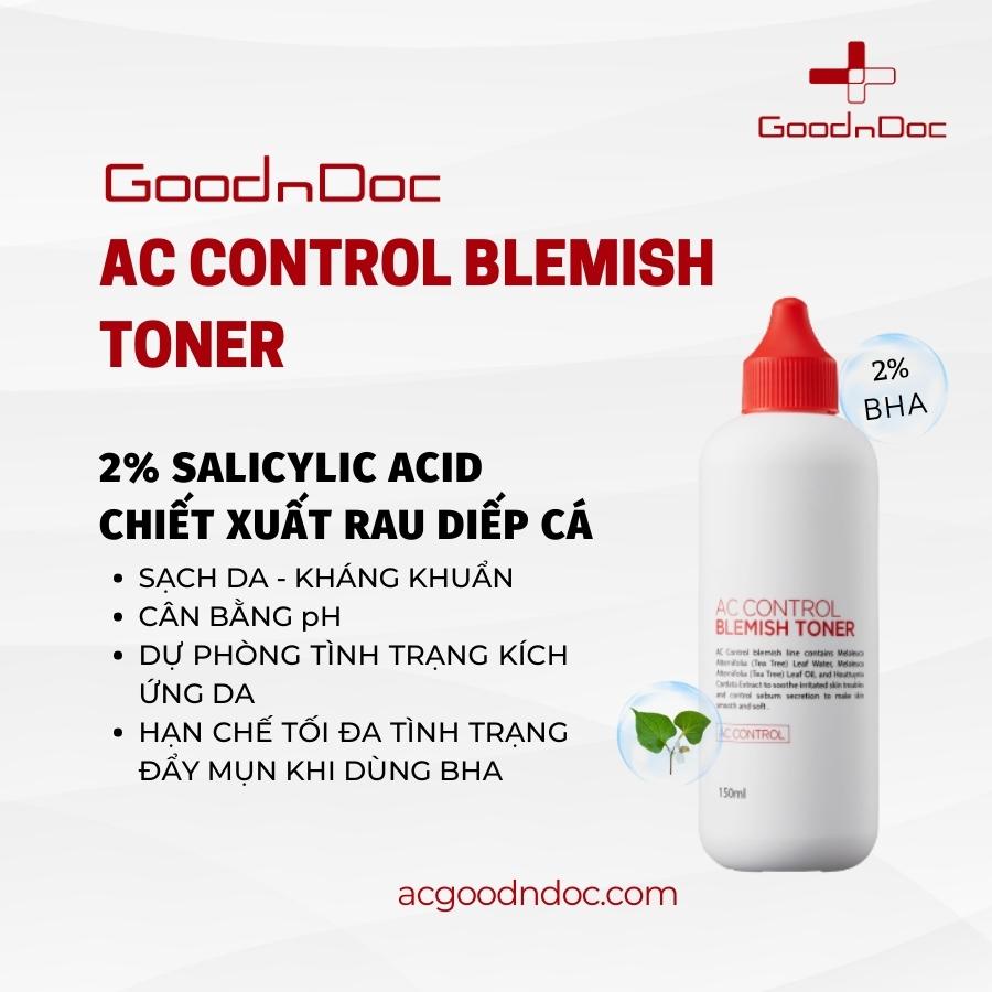 Nước Cân Bằng Da Dành Cho Da Mụn GoodnDoc AC Control Blemish Toner 150ml