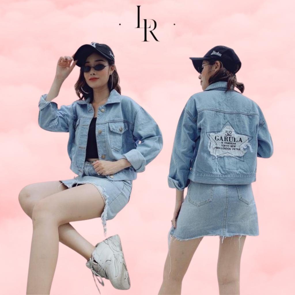 Áo khoác jean croptop nữ Mylanc, áo khoác bò form ngắn chất vải denim dày dặn, phong cách Hàn Quốc quyến rũ - LARIVN