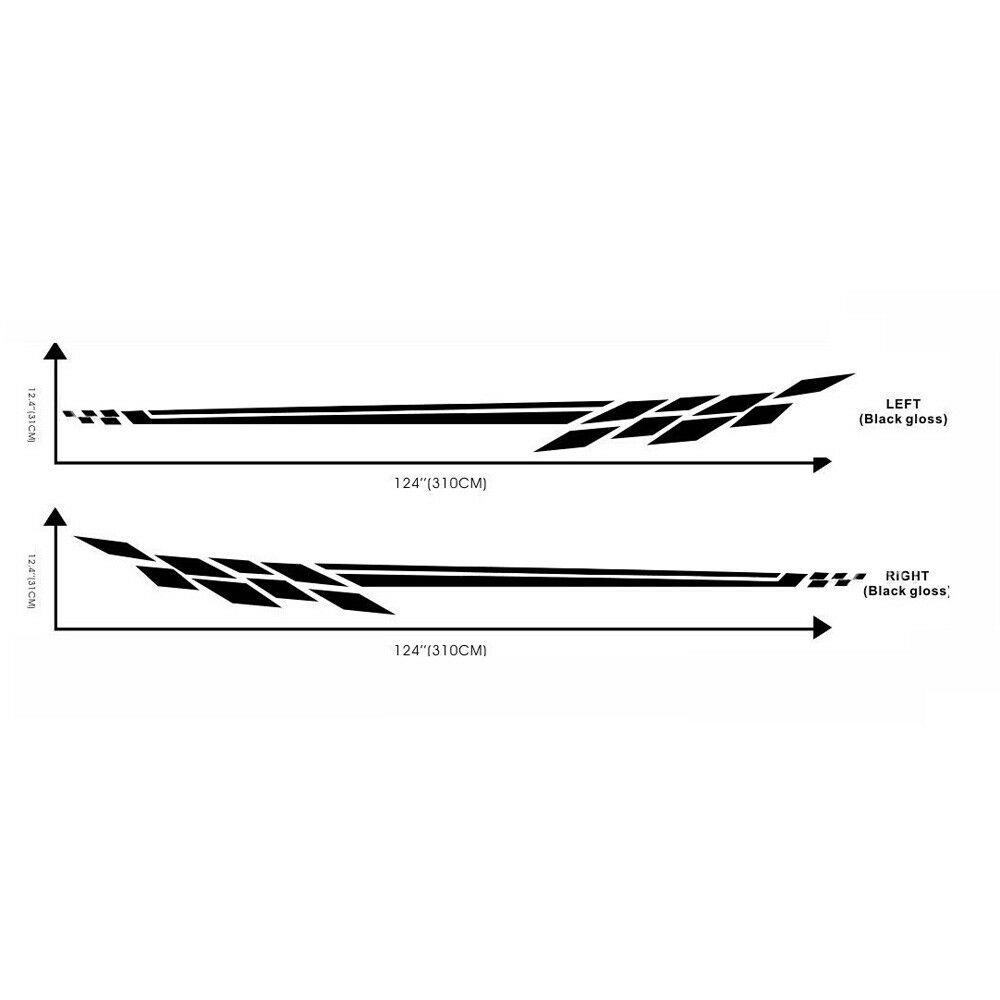 2Pcs Car Side Body Vinyl Decal Sticker Racing Sports Stripe Graphics
