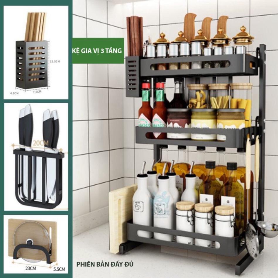 Kệ gia vị đa năng INOX phủ sơn tĩnh điện Đen, kệ bếp cao cấp Loại Dày