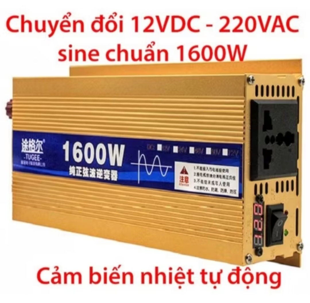 1 BỘ KÍCH ĐIỆN TỪ 12V LÊN ĐIỆN 220V CÔNG XUẤT 1600W SÓNG XIN CHUẨN