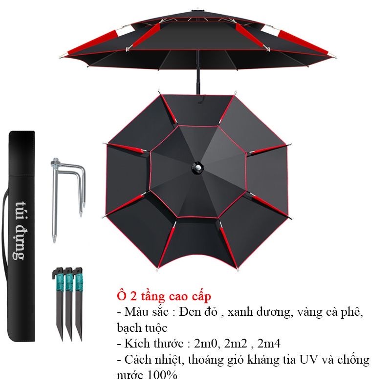 Ô câu cá - Ô dù che nắng che mưa Cao Cấp rộng 2m4