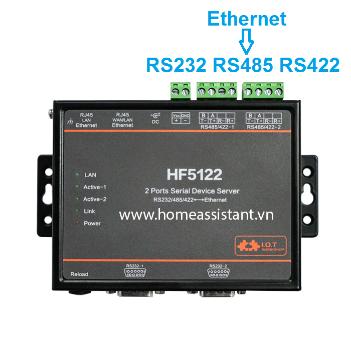 Bộ Định Tuyến Đa Cổng Ethernet RS232 RS485 RS422 Modbus Elfin HF5122 (Hỗ trợ HomeAssistant)