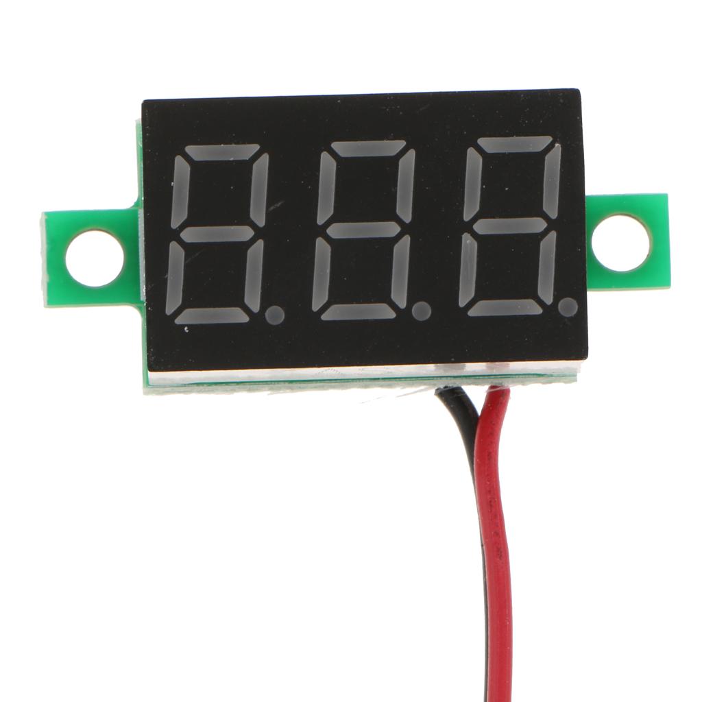 DC 4.8-30V 2 Dây Màn Hình LED Màu Đỏ Hiển Thị Kỹ Thuật Số Điện Áp Vôn Kế Bảng Điều Khiển Xe Ô Tô Xe Máy