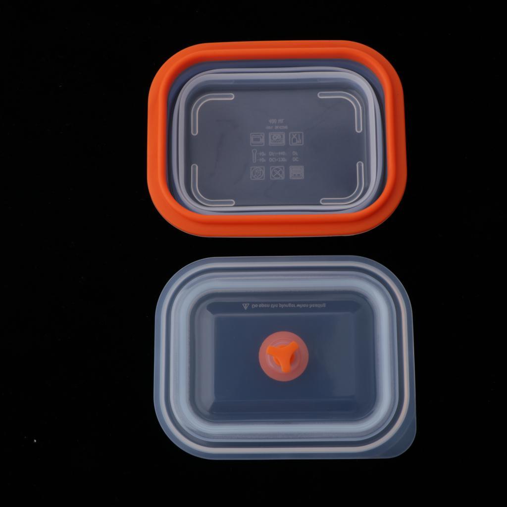 Collapsible Silicone Food Storage Containers, Folding Lunch Bento Box BPA Free for Camping, Hiking, Backpacking