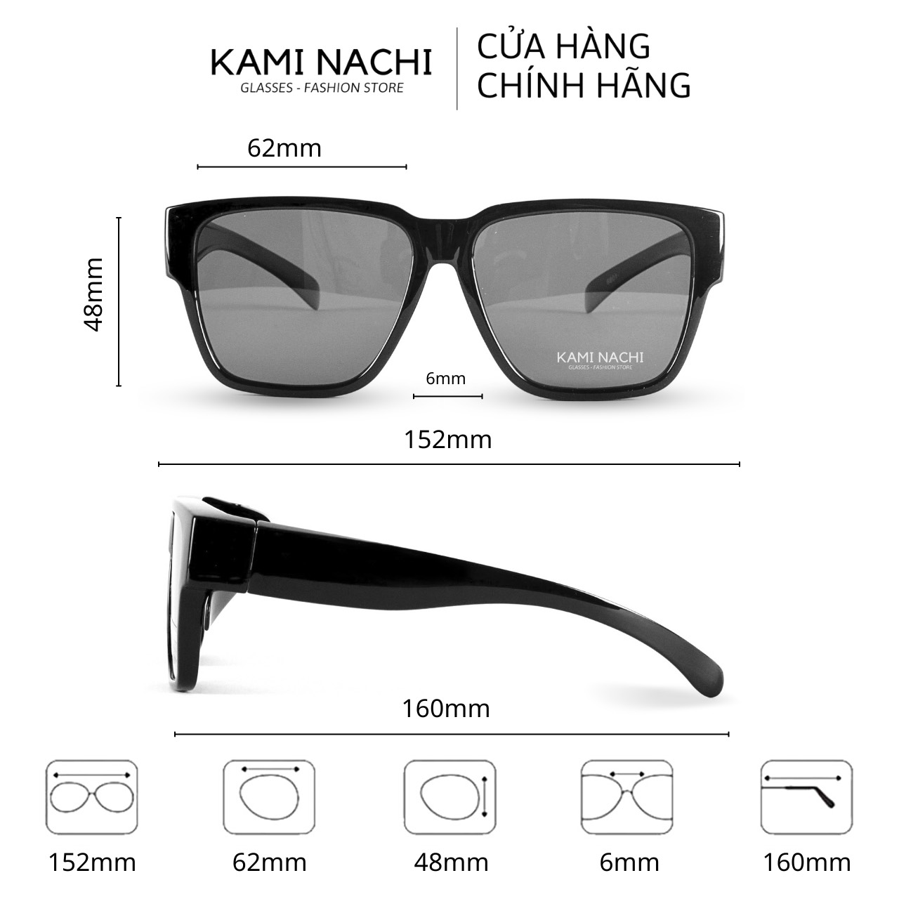 Gọng kính Shield Glasses chống phân cực, chống tia UV, có thể đeo cùng lúc với kính cận KAMI NACHI T8801