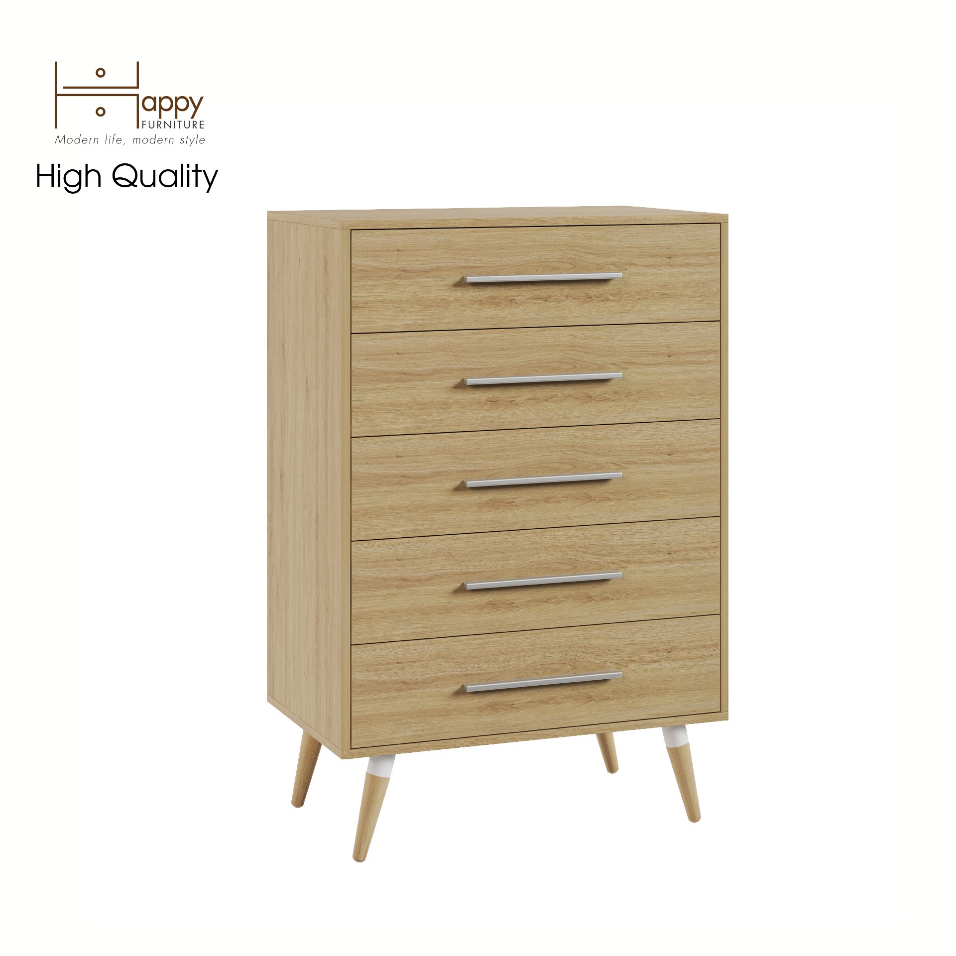 [Happy Home Furniture] OSRI, Tủ đụng đồ 5 ngăn - chân gỗ chéo ,  80cm x 50cm x 120cm ( DxRxC), THK_023