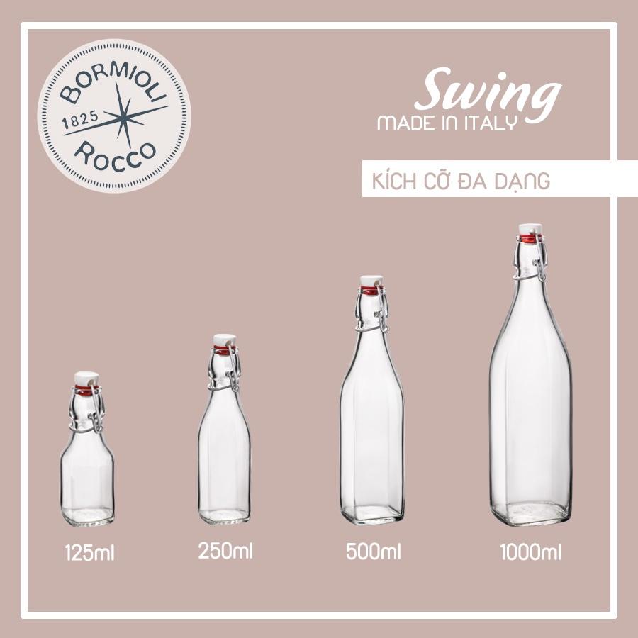 Chai thủy tinh vuông nắp cài Swing 500ml - Hàng nhập khẩu