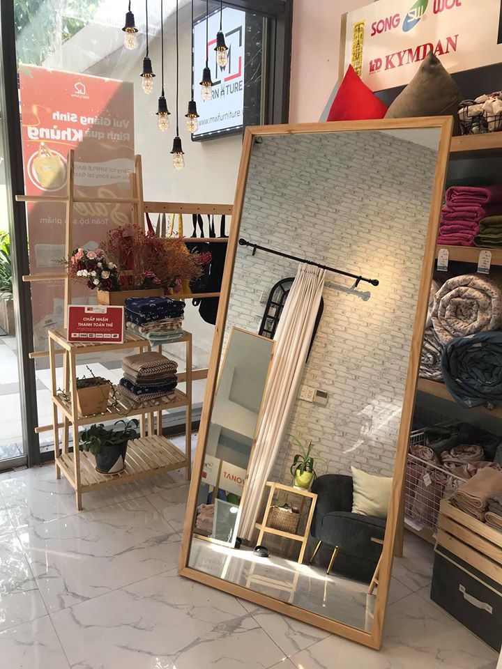 [SIZE80x1M8] GƯƠNG SOI TOÀN THÂN CÓ CHÂN ĐỨNG MÀU TỰ NHIÊN  - STANDING MIRROR NATURAL-80CM