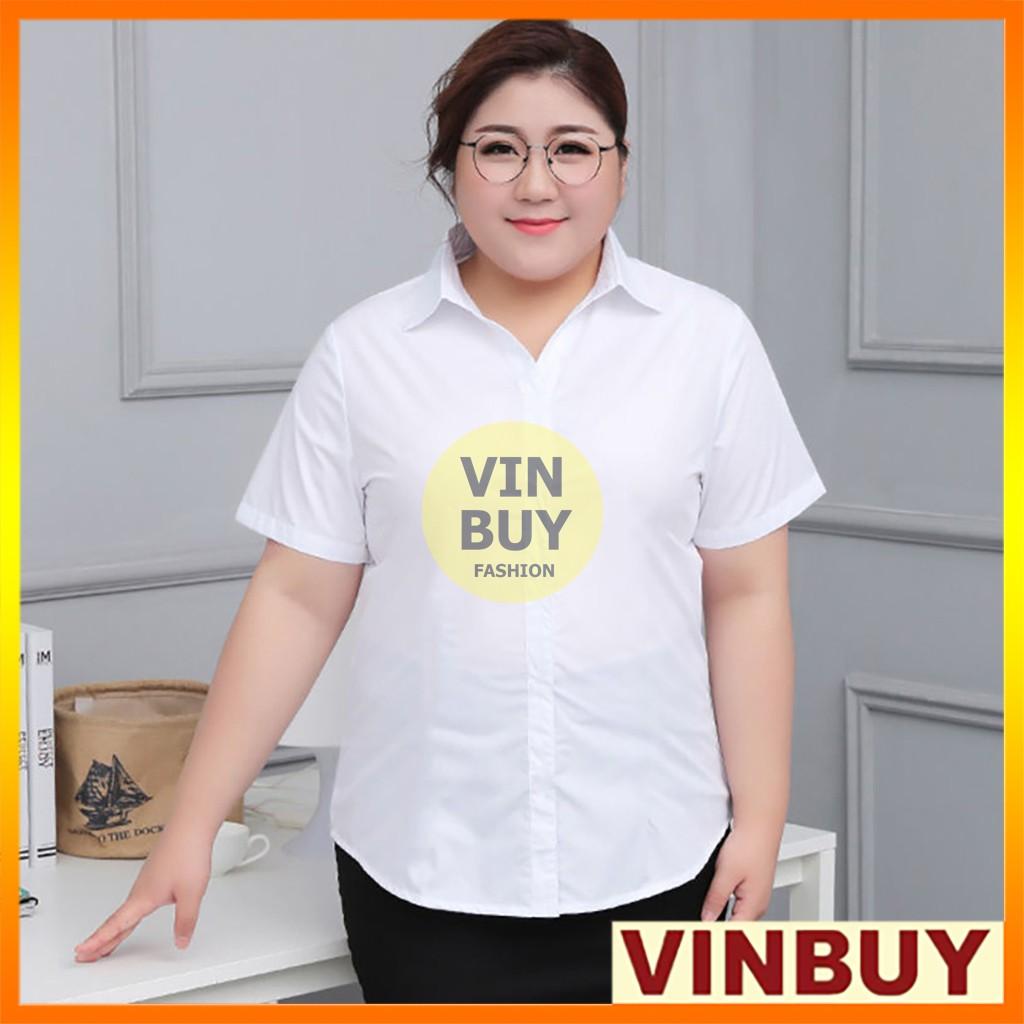 áo sơ mi trắng nữ bigsize VINBUY form áo lên đến 90kg - 100kg