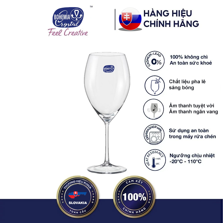 Ly uống vang pha lê Bohemia 590 ml Tiệp Khắc