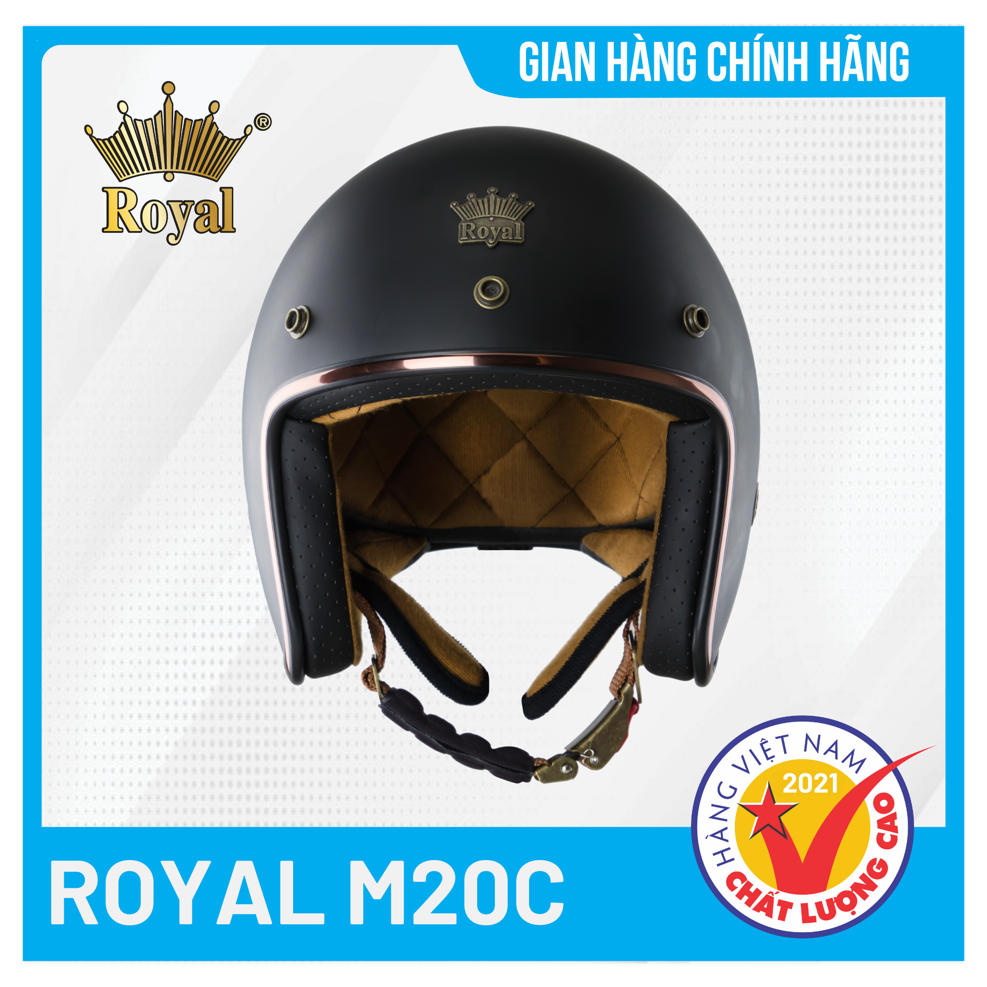 Nón bảo hiểm 3/4 cao cấp Royal M20C Thời trang, Cá tính, Bảo hành chính hãng 12 tháng