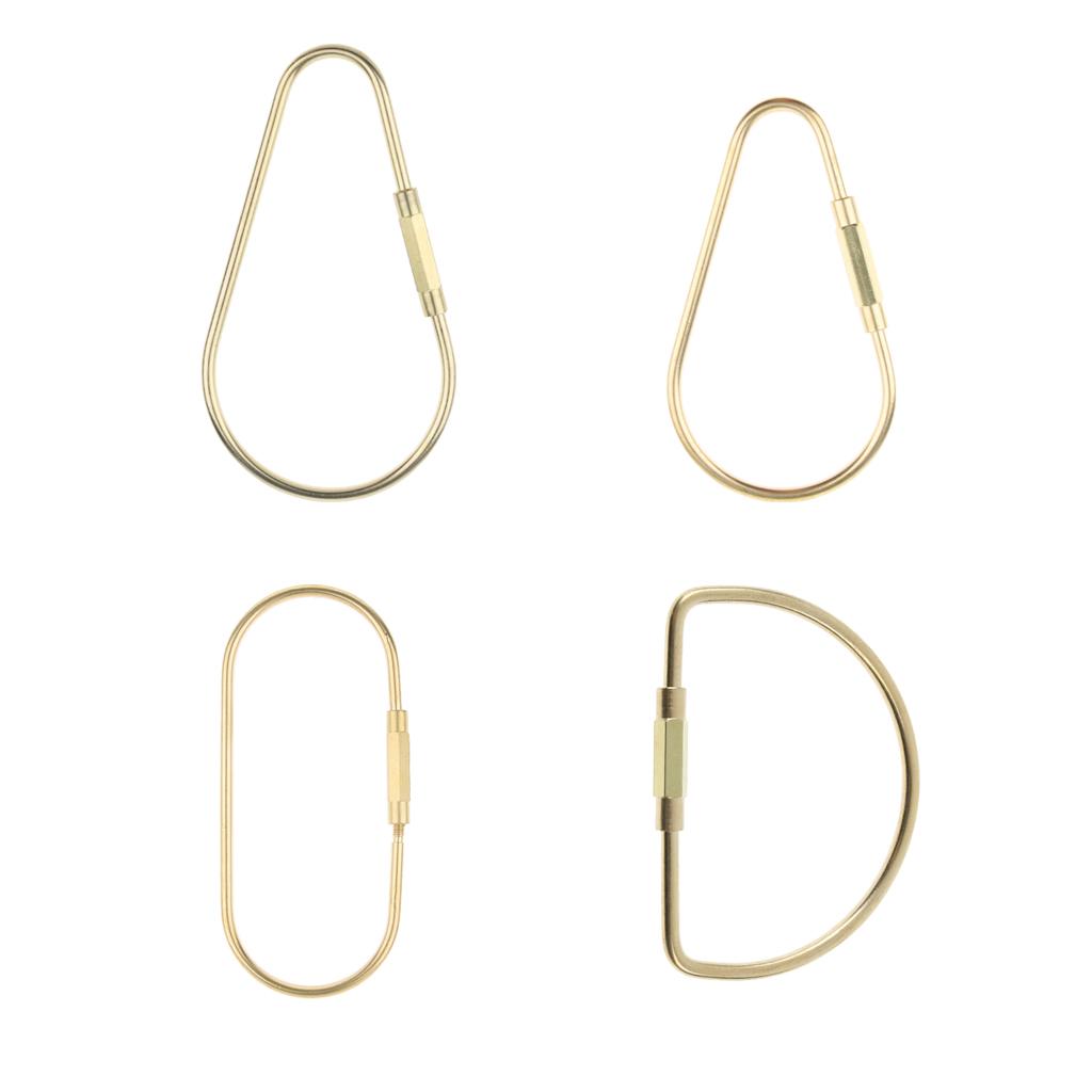 Durable Brass Screw Lock Keychain Ring Clip Tool Hook Clasp O shape