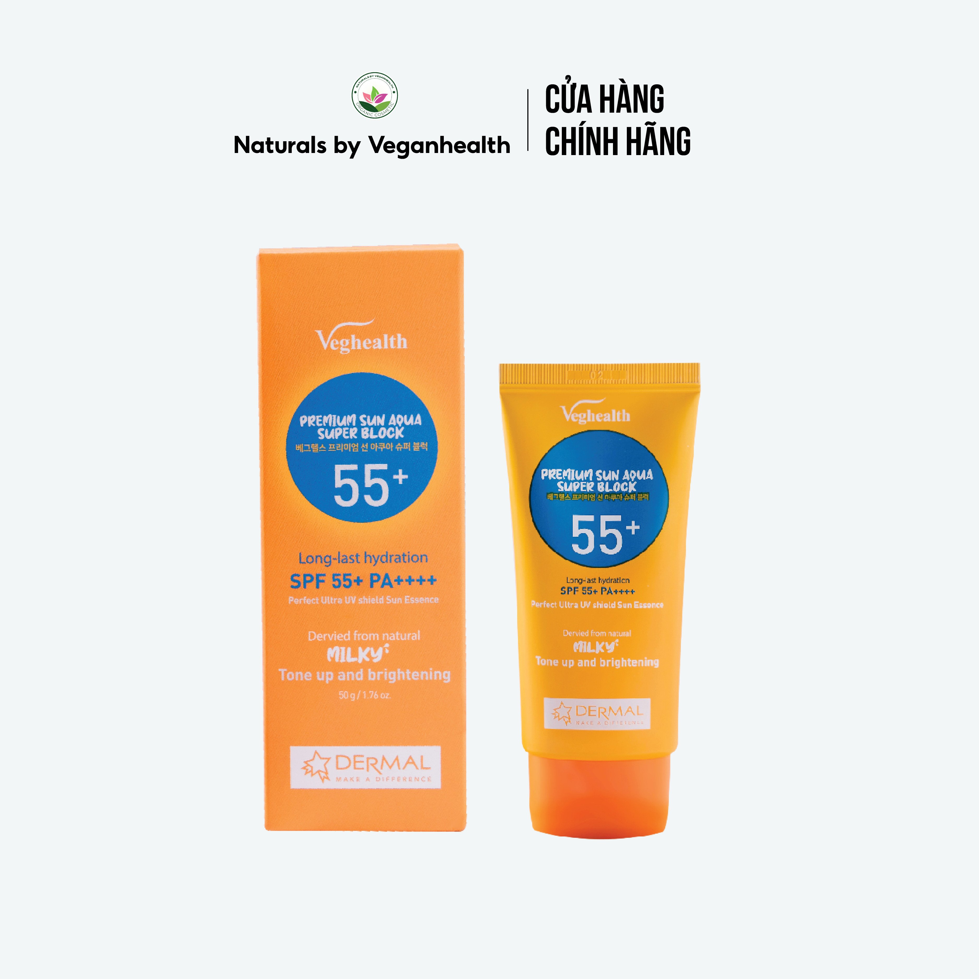 VEGHEALTH - Kem chống nắng Veghealth PREMIUM SUN AQUA Super Block SPF55+ PA++++ Tất cả các loại da