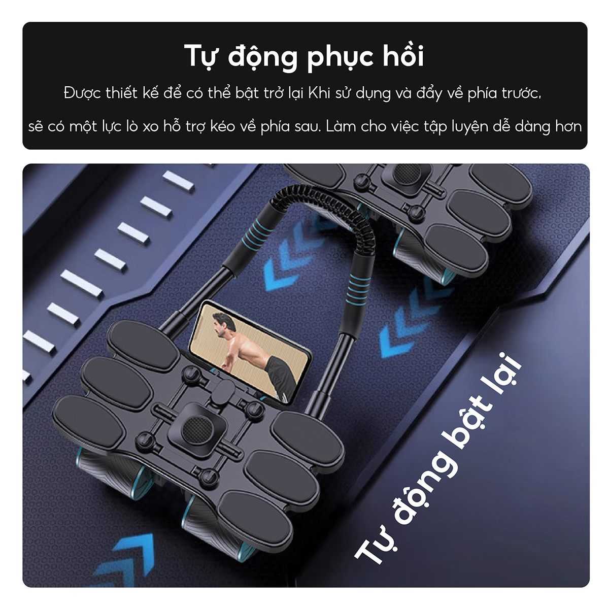 Con Lăn 4 Bánh RW099 Tập Bụng Trợ Lực Thế Hệ Mới - Khuỷu Tay - Plank Tại Nhà