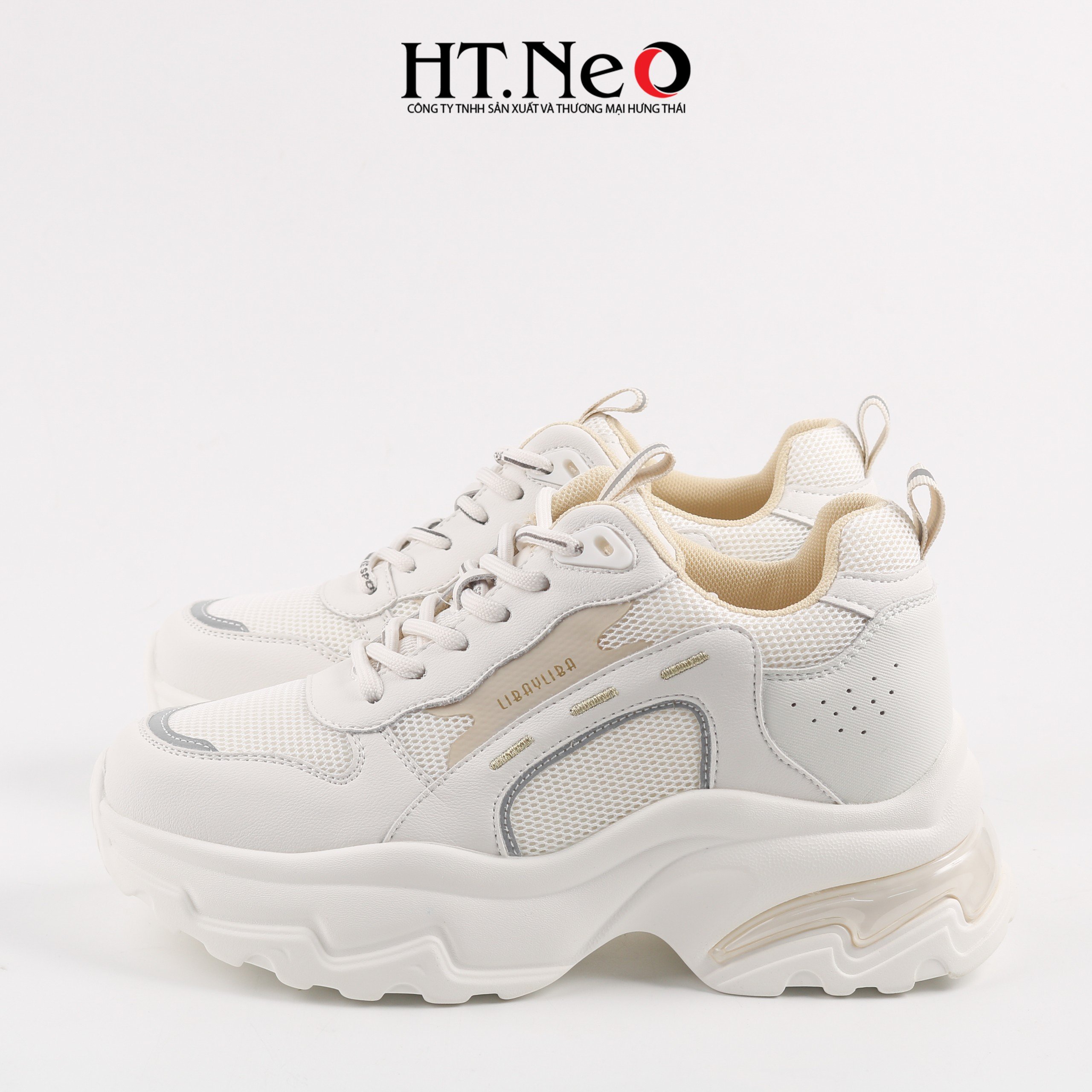 Giày thể thao, giày sneaker nữ đế cao su đúc, đế cao, chất liệu da kết hợp vải lưới, kiểu dáng trẻ trung, đi êm chân, thoải mái TTN13