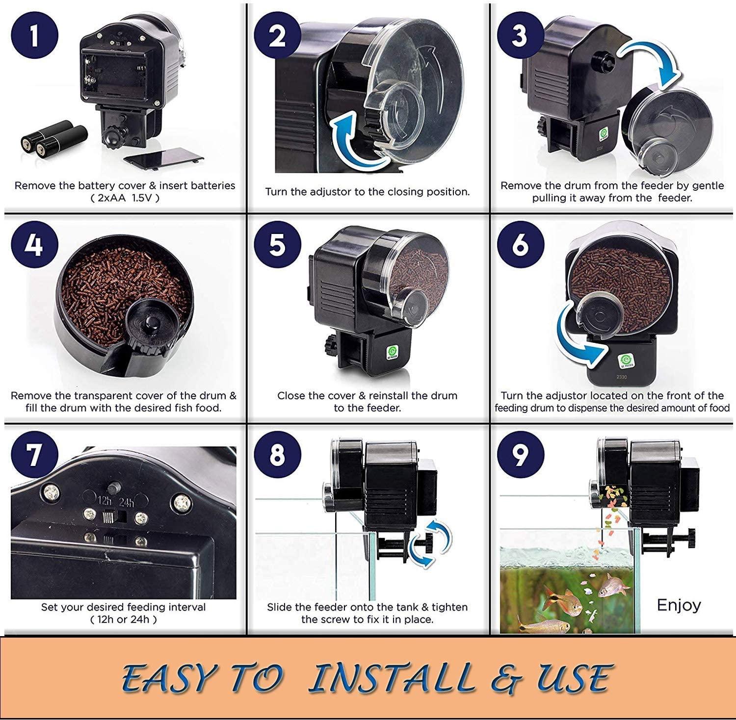 Máy cho cá tự động cho cá cảnh, máy phân phối thức ăn tự động với bộ hẹn giờ cho ngày lễ