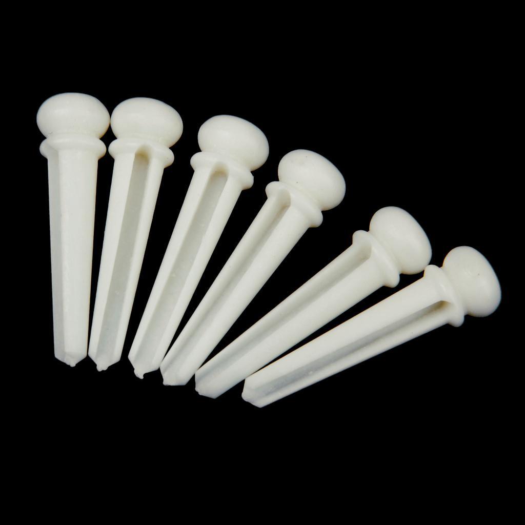 6 Pieces Acoustic Guitar Bone Bridge Pins with Saddle Nut for Guitar Parts