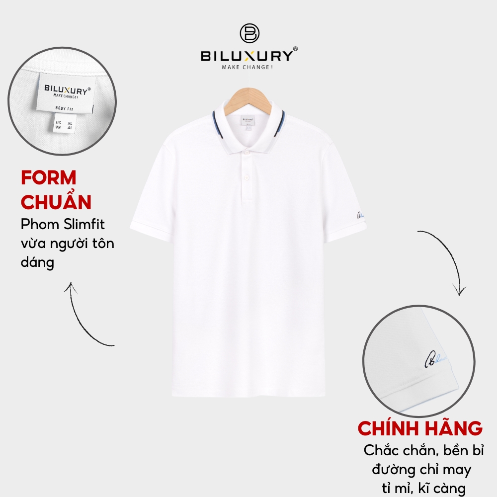 Áo Polo Nam Biluxury 7APCT001TRK  Form Slimfit Ôm Vừa Tôn Dáng Phối Viền Cổ Nổi Bật