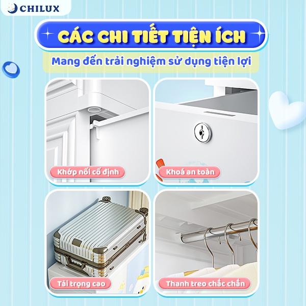 Tủ quần áo cho bé Chilux tủ nhựa PP an toàn, chắc chắn, nhìu kích thước và màu sắc xinh xắn