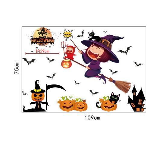 Decal trang trí tường - Lễ Hội Halloween Bé Gái Phù Thủy