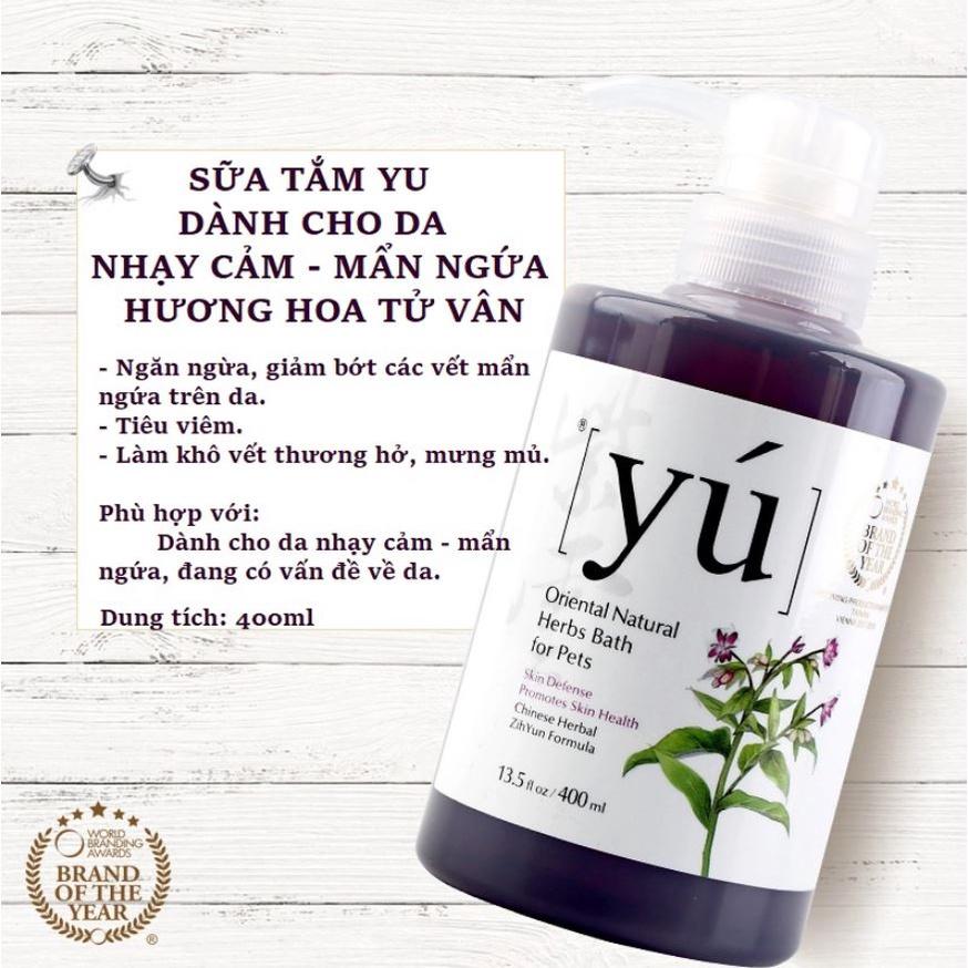 Sữa tắm YÚ cho chó, Sữa tắm nước hoa Yu Spa nhập khẩu đài loan dành cho CHÓ MÈO lông màu, trị ngứa chăm sóc da..