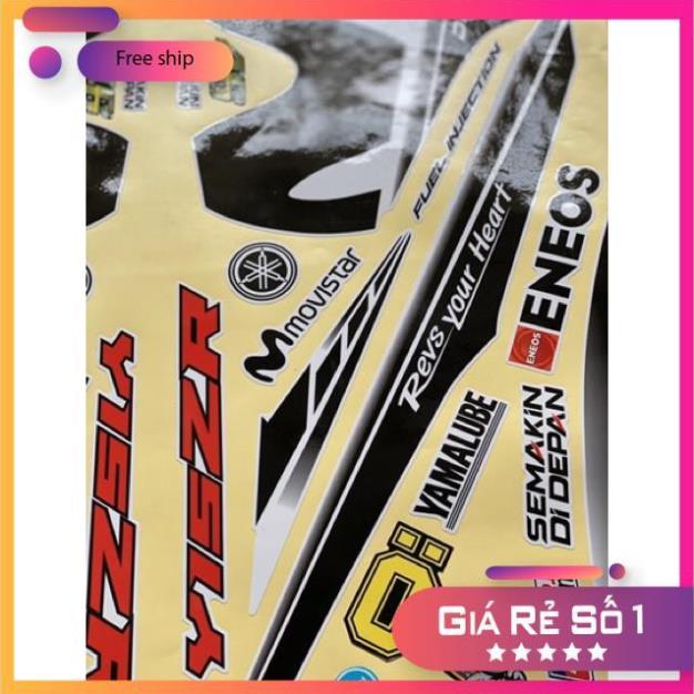 Bộ Tem rời Exciter 150 Movistar Y15ZR decal đế vàng dán xe trắng.Decal 3 lớp cao cấp. bảo hành màu sắc vĩnh viễn