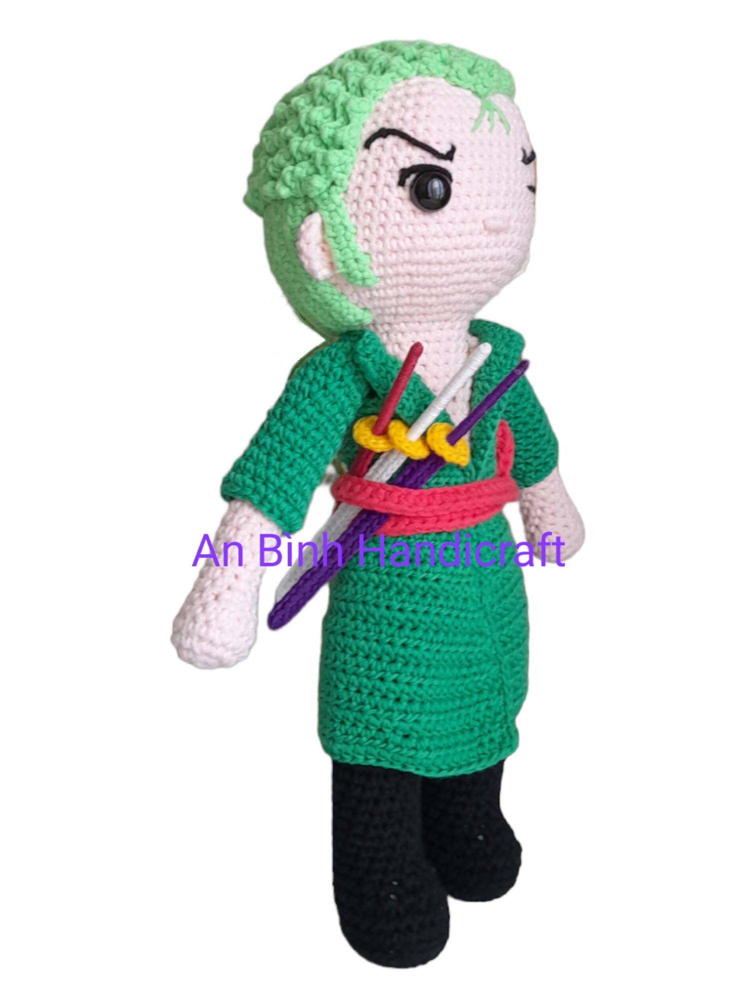 Zoro One Piece bằng len nhồi bông handmade, mô hình nhân vật phim truyện Anime