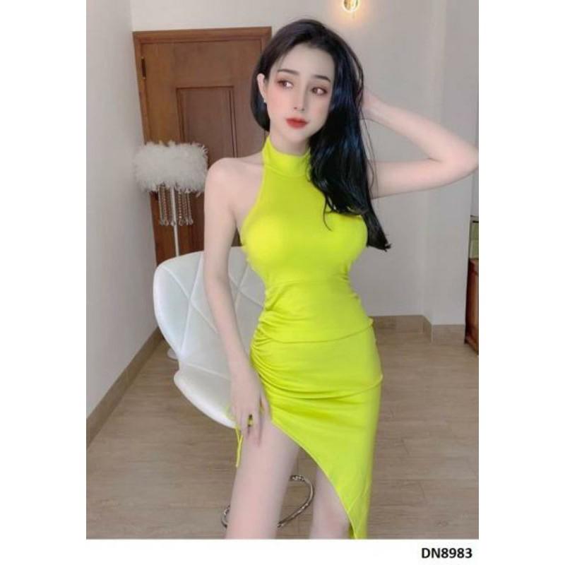 Đầm yếm xéo tà rút dây sexy